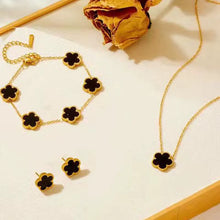 3 Pieces of Stainless Steel Plum Blossom Plant Five Leaf Necklace, Bracelet, Earrings, Women'S Jewelry Set