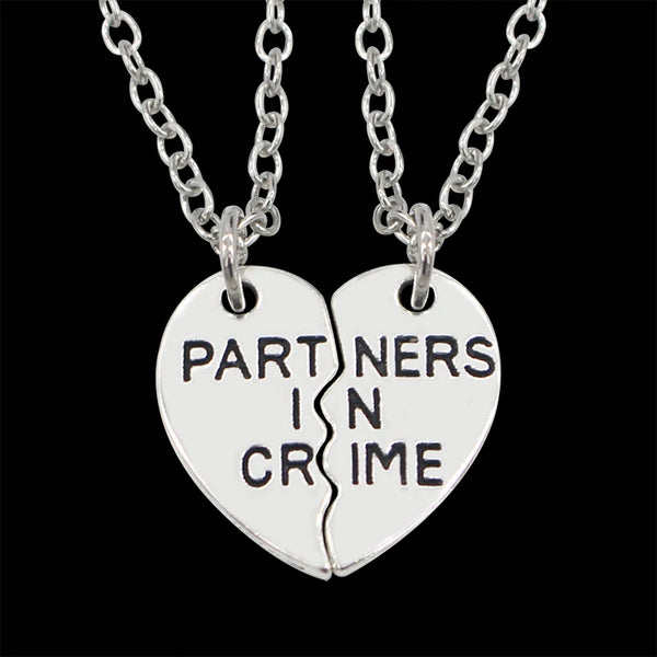 Fashion Engraving Partner in Crime Stitching Pendant Necklace 2 Piece Set Love Combination Necklace Best Friend Jewelry