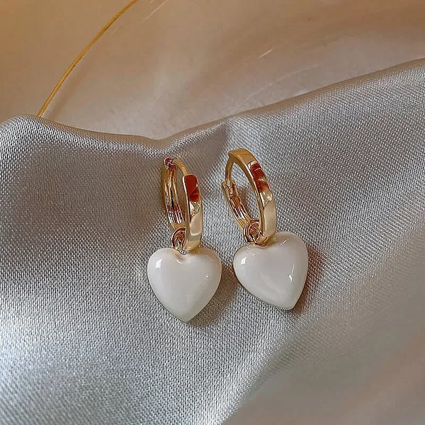 Korean Simple Heart Dangle Earrings Temperament Geometric Earring Square Pendant for Women Fashion Jewelry Accessories Girl Gift